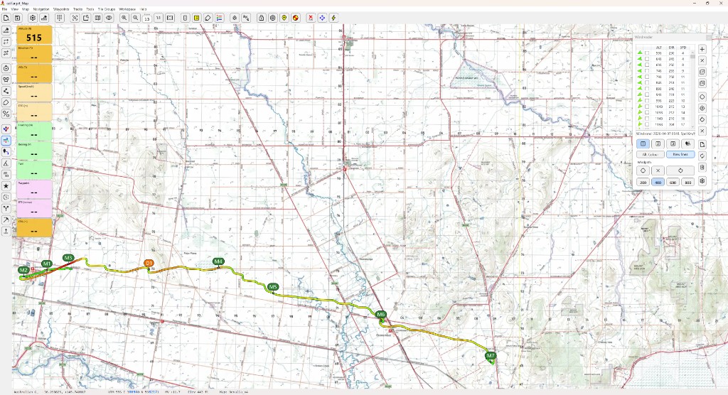 oziTarget Map moving map with waypoints and Windreader