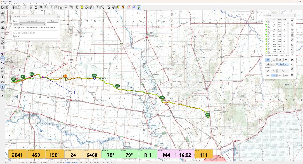 Track and NMEA playback with navigation readouts